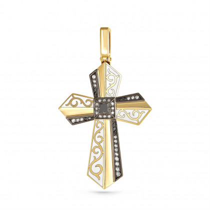 Крест из золота с бриллиантом черным